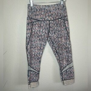 Zella High Rise Cropped Legging Mesh Trim Multicolor Womens Medium Athletic Yoga